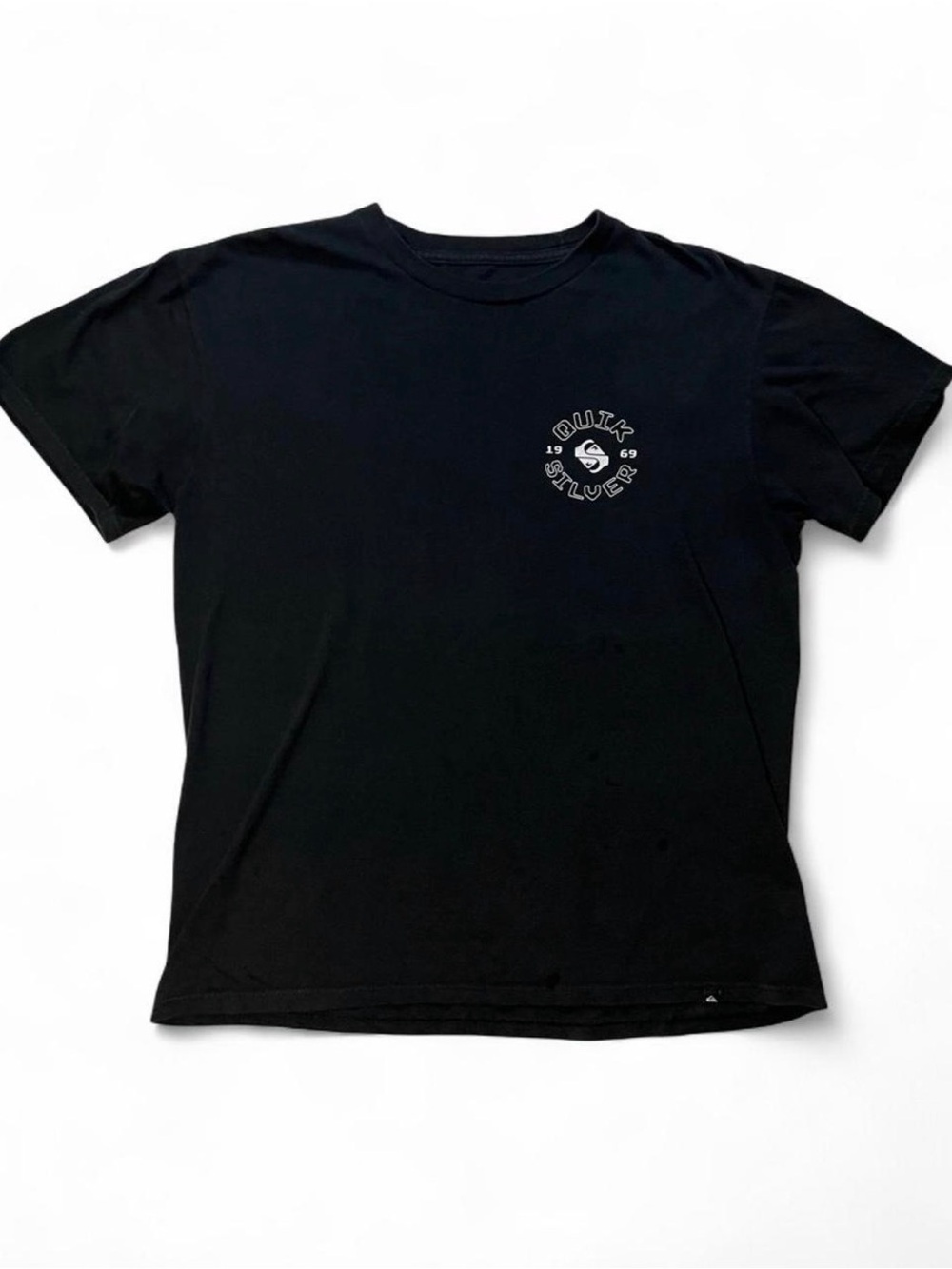 Quiksilver Black Short Sleeve Crew Tee with Chest Logo